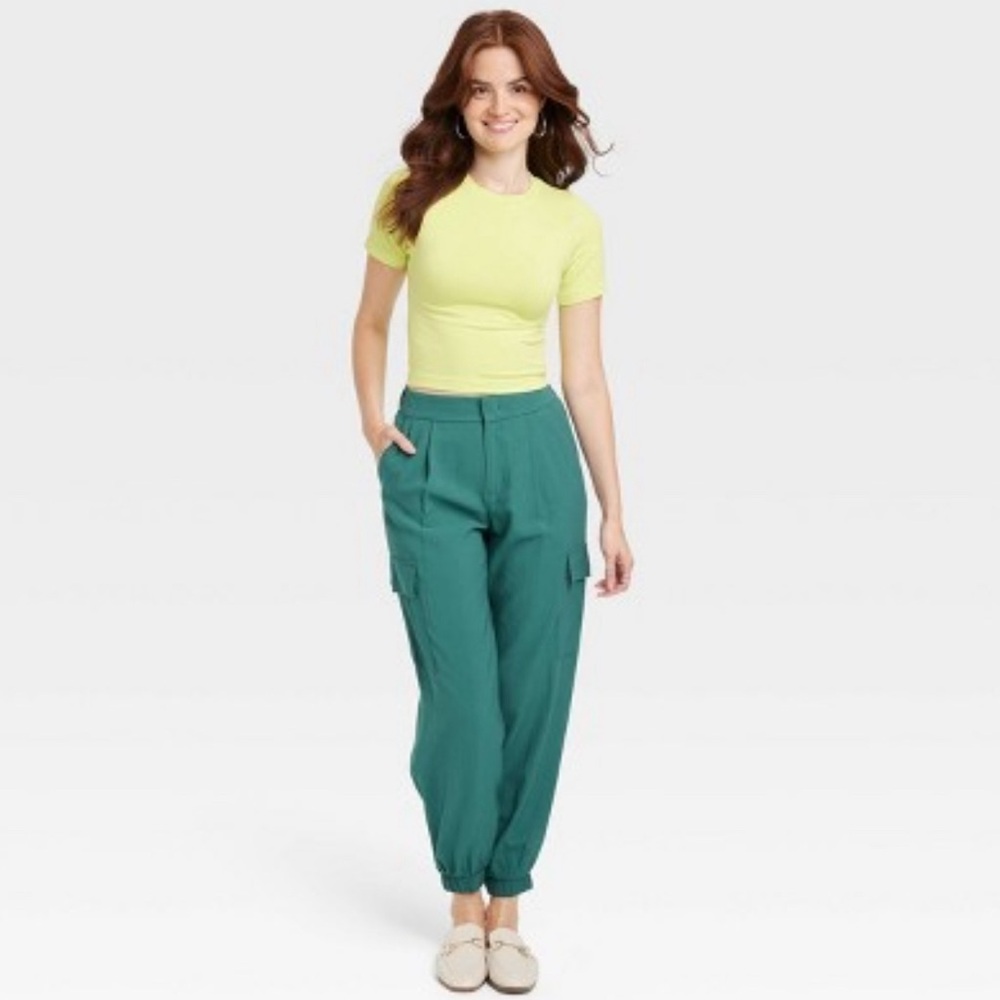Women's High-Rise Ankle Jogger Pants - A New Day Teal Cove Sz 6 - Picture 2 of 2